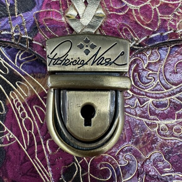 Patricia Nash Floral Leather Crossbody Shoulder Bag Purse Removable Strap Clutch - Picture 7 of 11